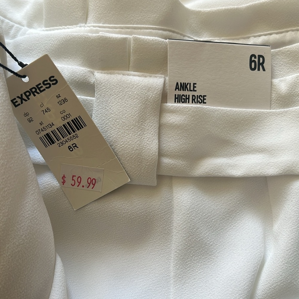 EXPRESS white ANKLE HIGH RISE pants SIZE 6 R - Picture 9 of 9